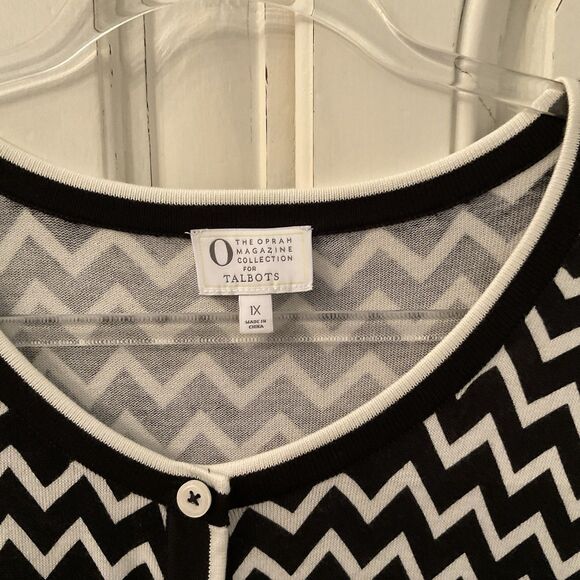 Talbots Sweater Women's 1X Black White Oprah Collection Knit Chevron - Picture 4 of 8